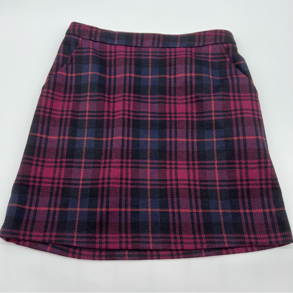 Skies Are Blue Maroon and Navy Plaid Mini Skirt-Size SP